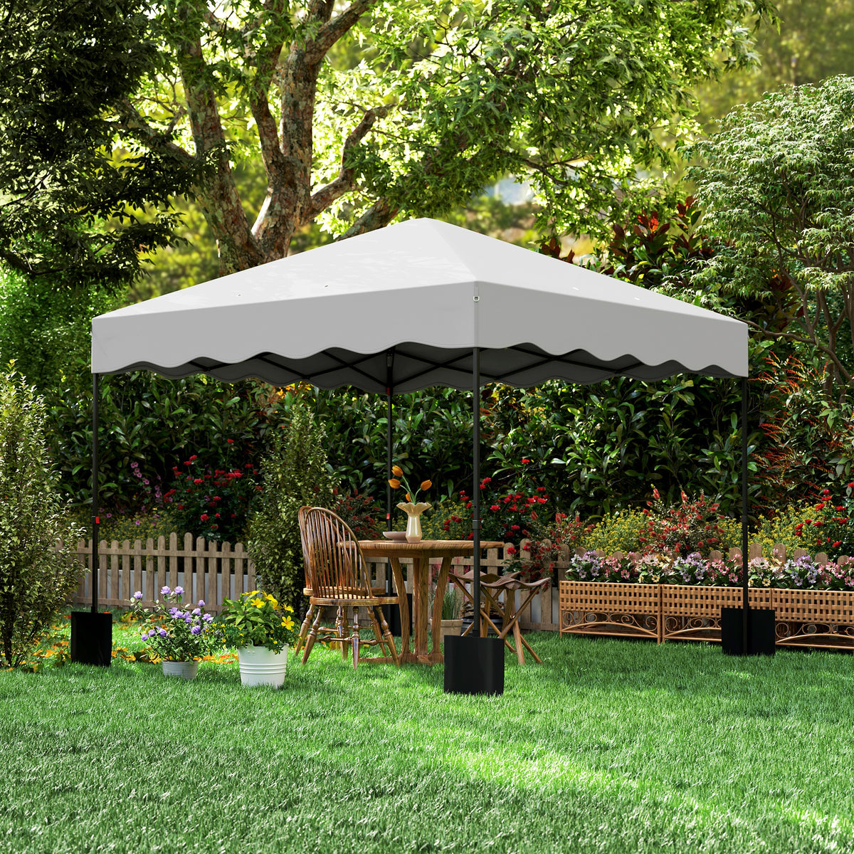 Carpa Plegable Outsunny Metal, Tela Oxford Blanco 297x297x287 Cm_4