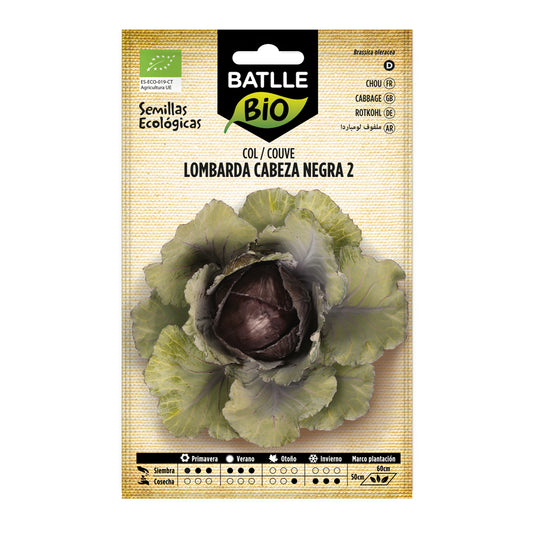 Semillas de de Col lombarda cabeza negra 2 ecológicas Batlle