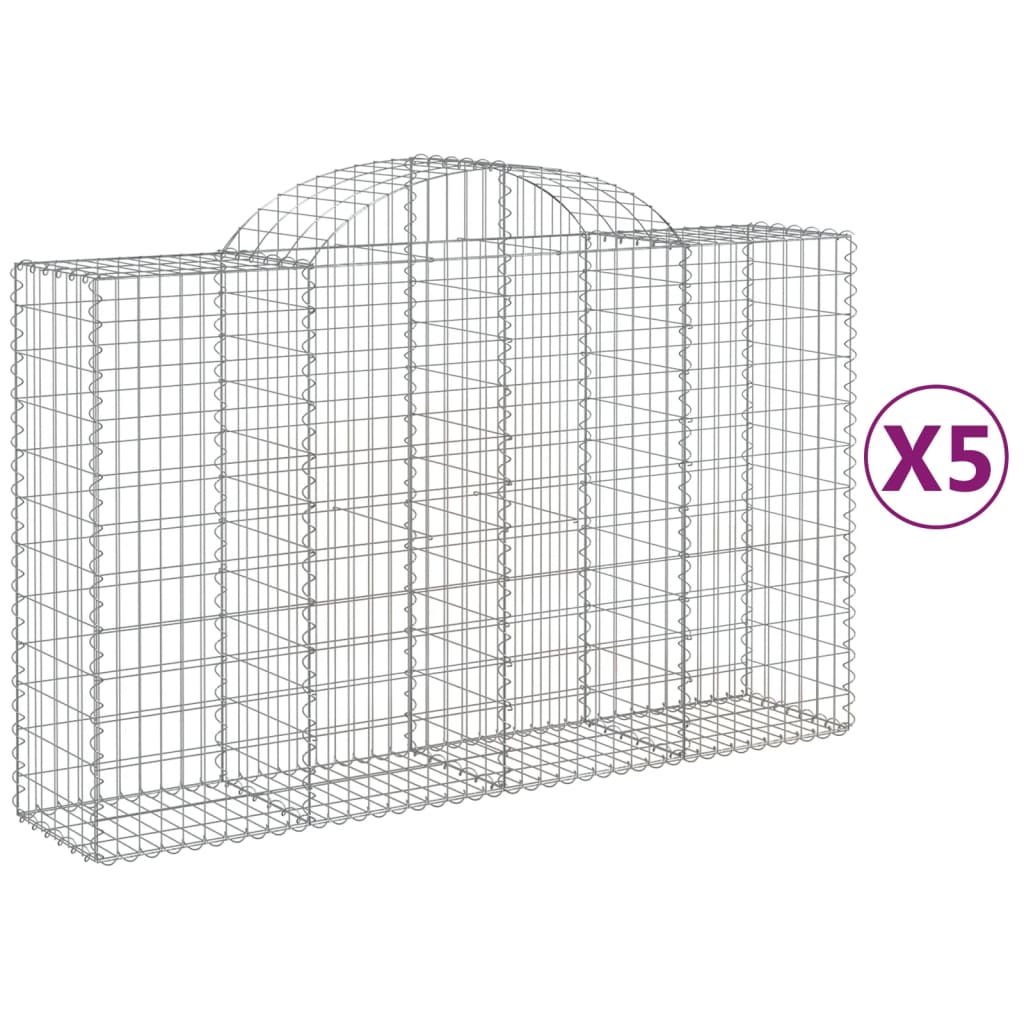 Cestas De Gaviones 5 Uds Forma De Arco Hierro 200x50x120/140 Cm_0