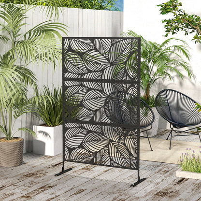 Biombo Exterior Outsunny Acero Negro 122x45x198 Cm_1