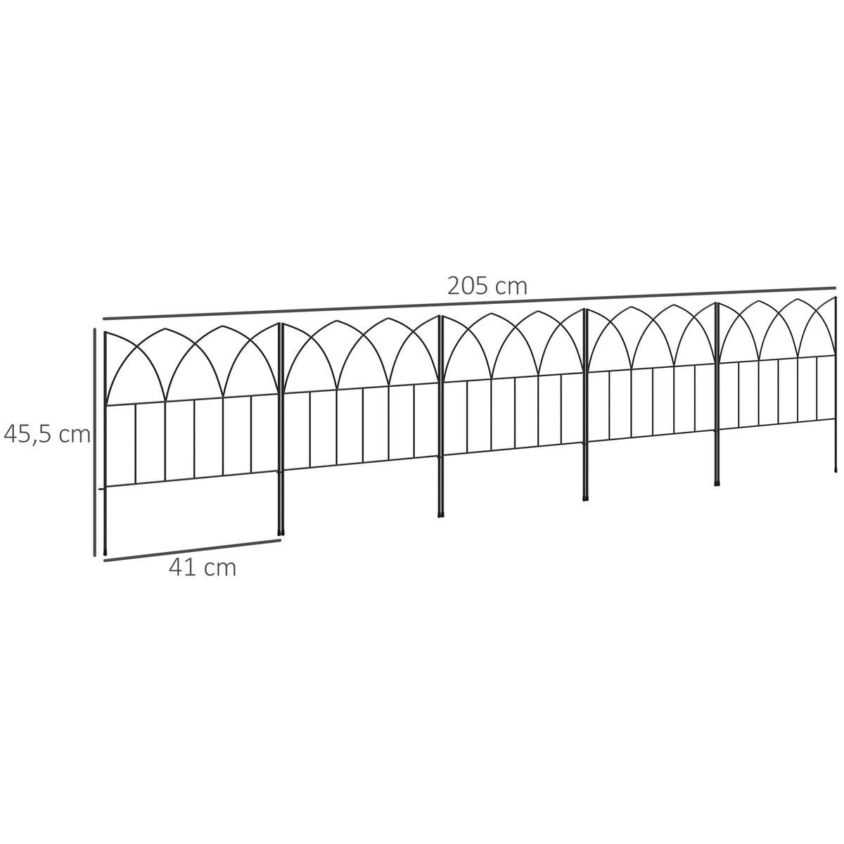 Vallas De Jardín Outsunny Metal Negro 205x45.5 Cm_2