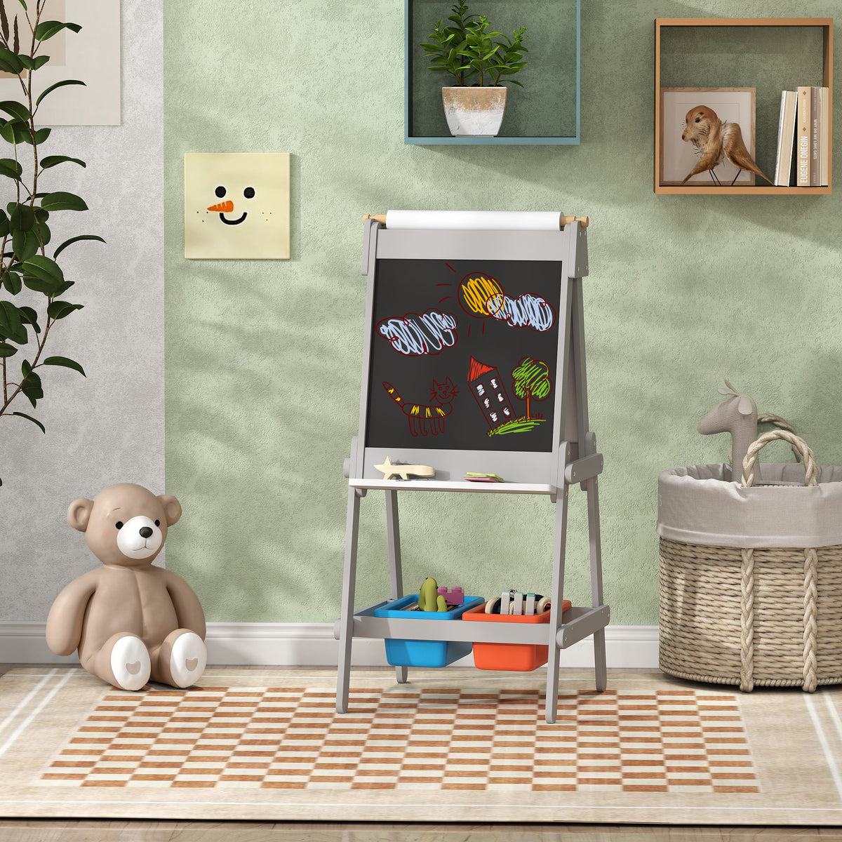 Caballete De Pintura Aiyaplay Mdf Gris 51x50x108 Cm_1