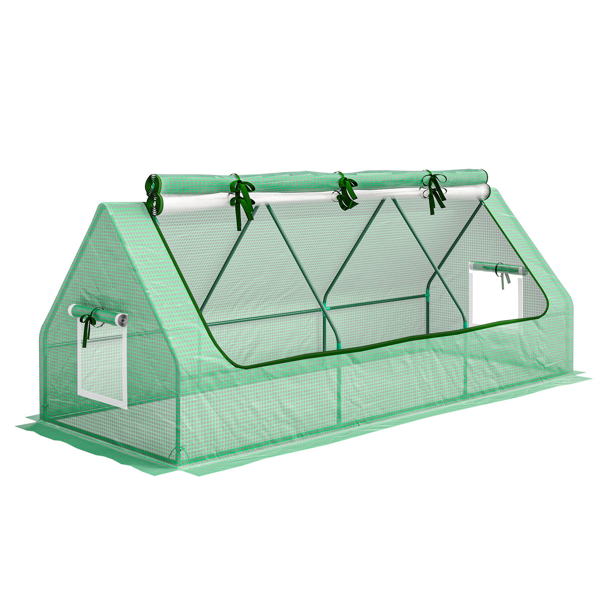 Mini Invernadero Outsunny Acero, Pe Verde 240x90x90 Cm_0