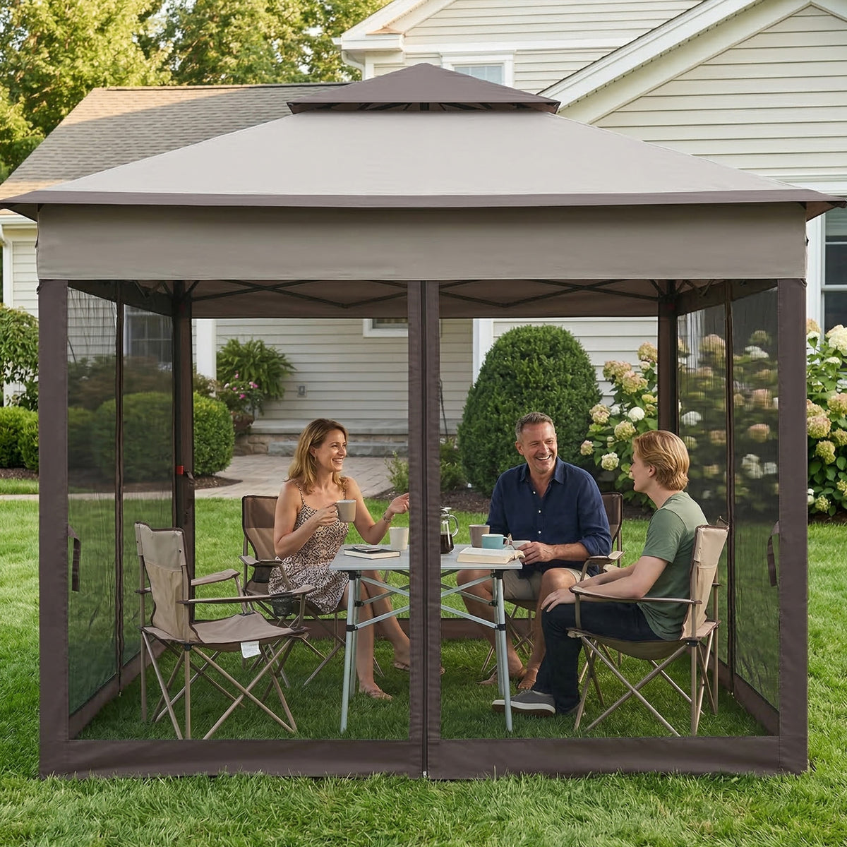 Carpa Plegable Outsunny Metal, Poliéster Gris 325x325x270 Cm_3