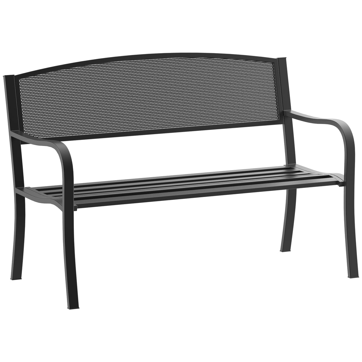 Banco De Jardín Outsunny Acero Negro 127x60x87 Cm_0