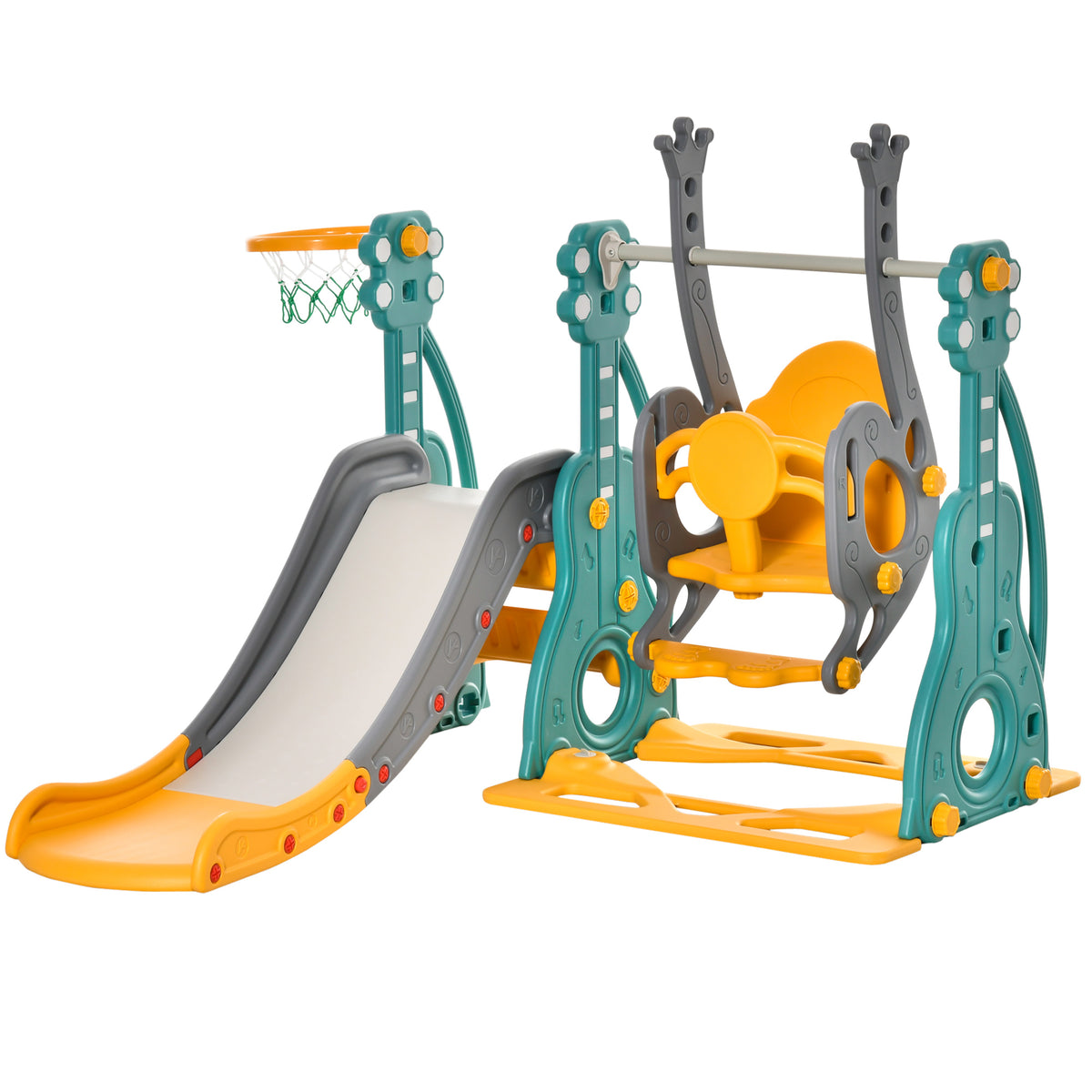 Columpio Tobogán Para Niños Homcom Hdpe, Pp Multicolor 152x149x107 Cm_0