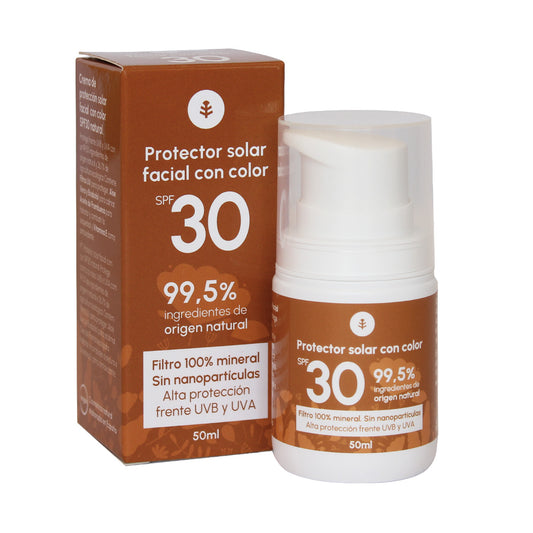 Crema de Protección Solar Facial con Color 100% mineral SPF30 Planeta Huerto 50 ml
