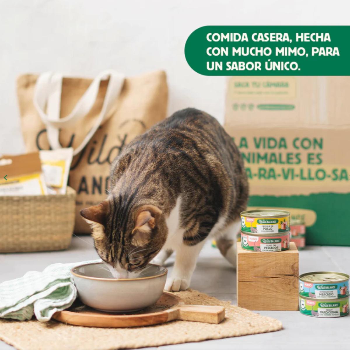 Lata completa Estofado de Mercado con Pavo y Ternera para Gatos Wild Balance 80 g