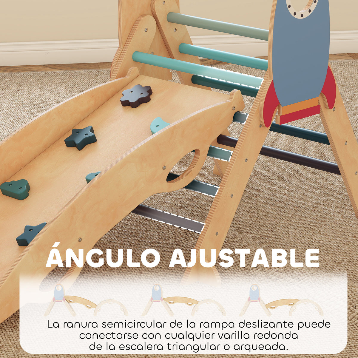 Triángulo De Escalada Aiyaplay Madera Contrachapada Azul 193x74.5x38 Cm 331-103v00bu_5
