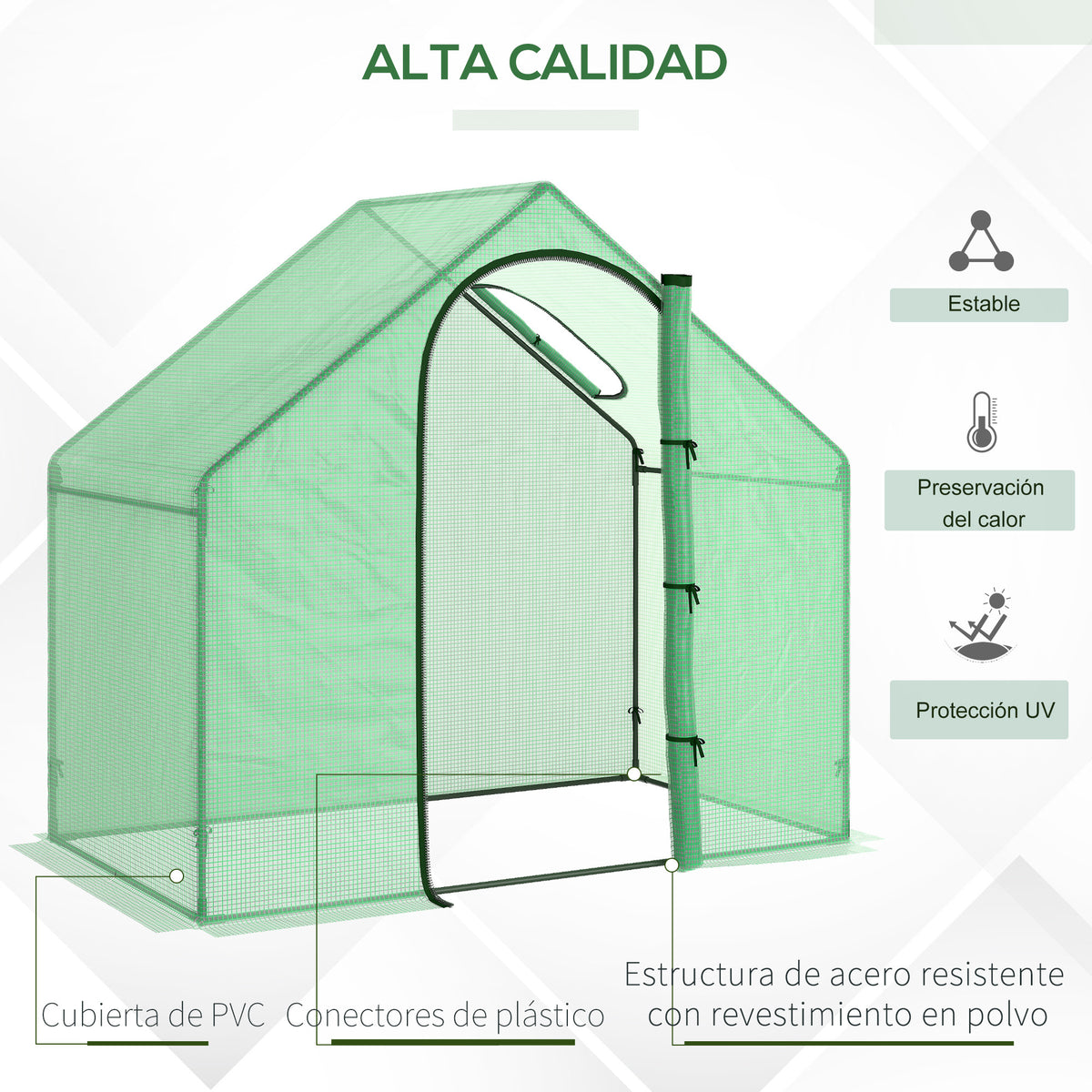 Invernadero Pequeño Outsunny Pe, Acero Verde 180x100x168 Cm_4