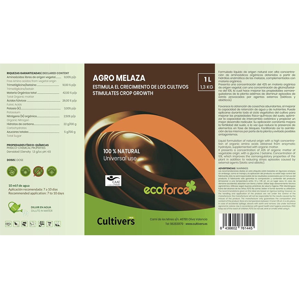 Agro Melaza De Caña Para Plantas Cultivers 1 L_3