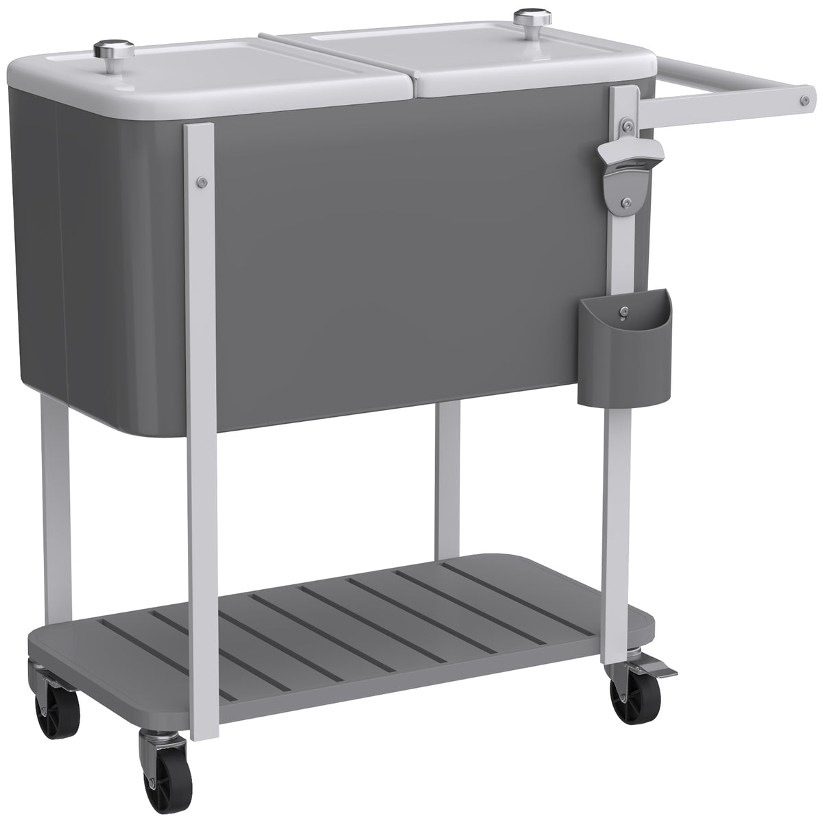 Carrito Nevera Outsunny Plástico, Acero Gris 84x38x83 Cm_4