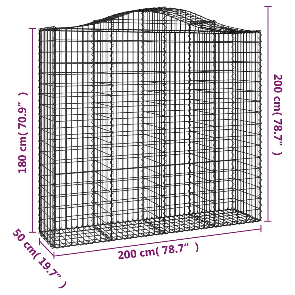 Cestas De Gaviones 4 Uds Forma De Arco Hierro 200x50x180/200 Cm_5