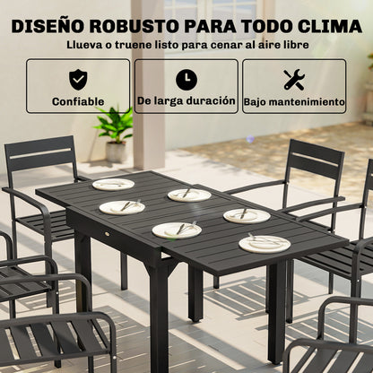 Mesa Jardín Extensible Outsunny Aluminio, Acero Negro 160x80x75 Cm_5