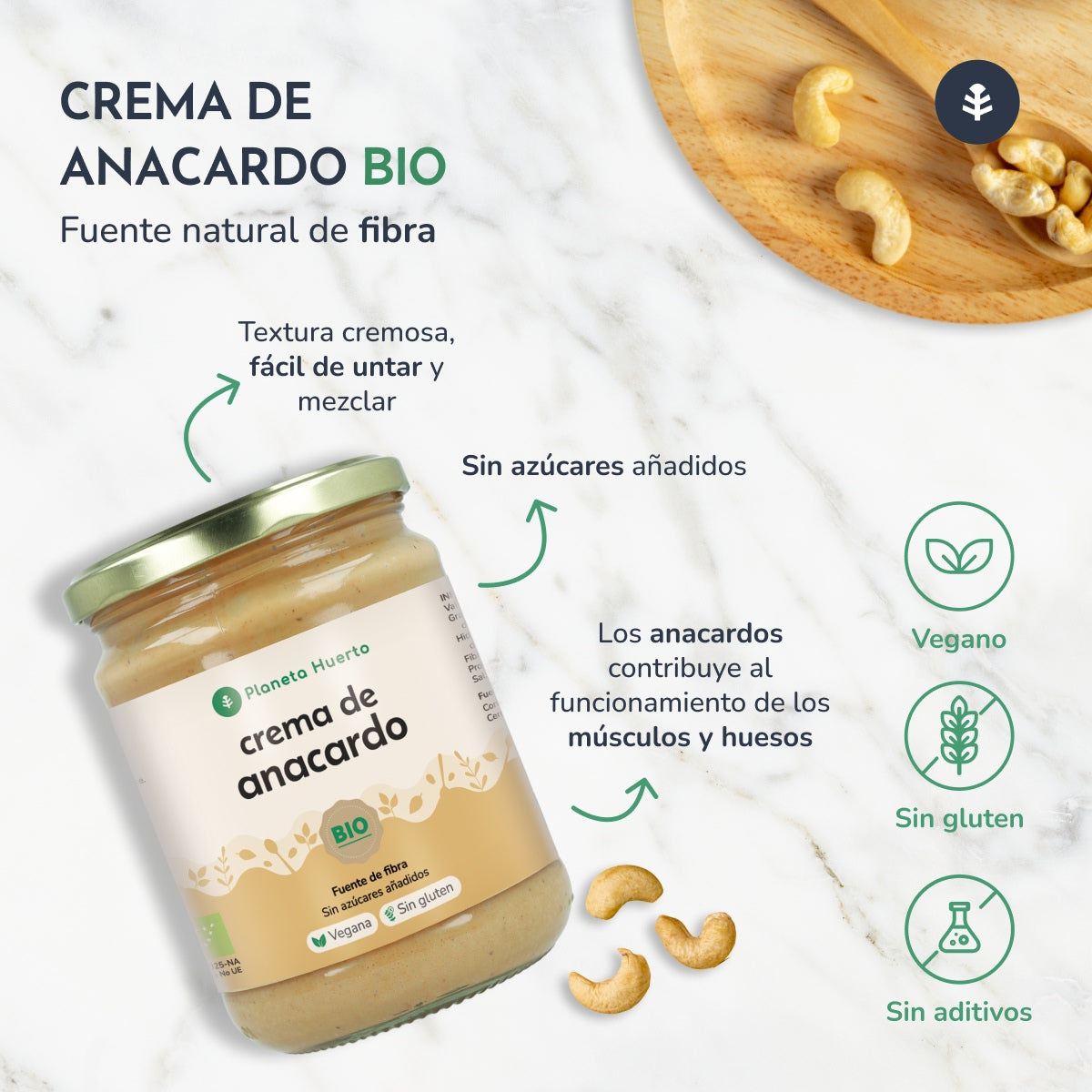 Pack 9x Crema de Anacardo ECO Planeta Huerto 350 g