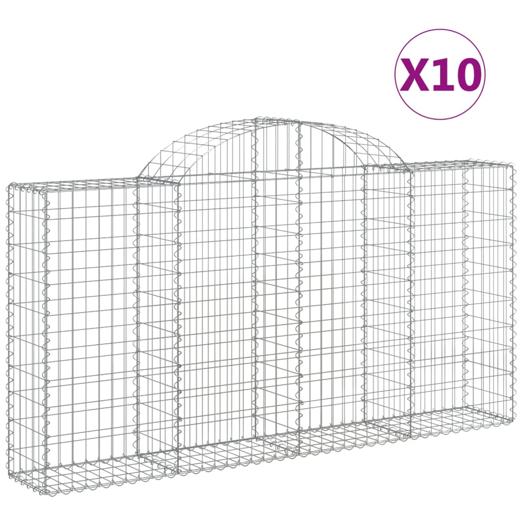 Cestas De Gaviones 10 Uds Forma Arco Hierro 200x30x100/120 Cm_0