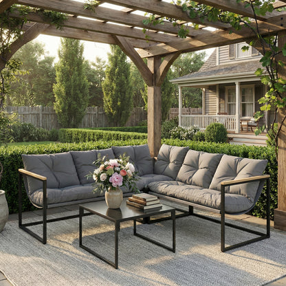 Muebles De Jardín Outsunny Metal, Textilene Gris 189x189x62 Cm_1