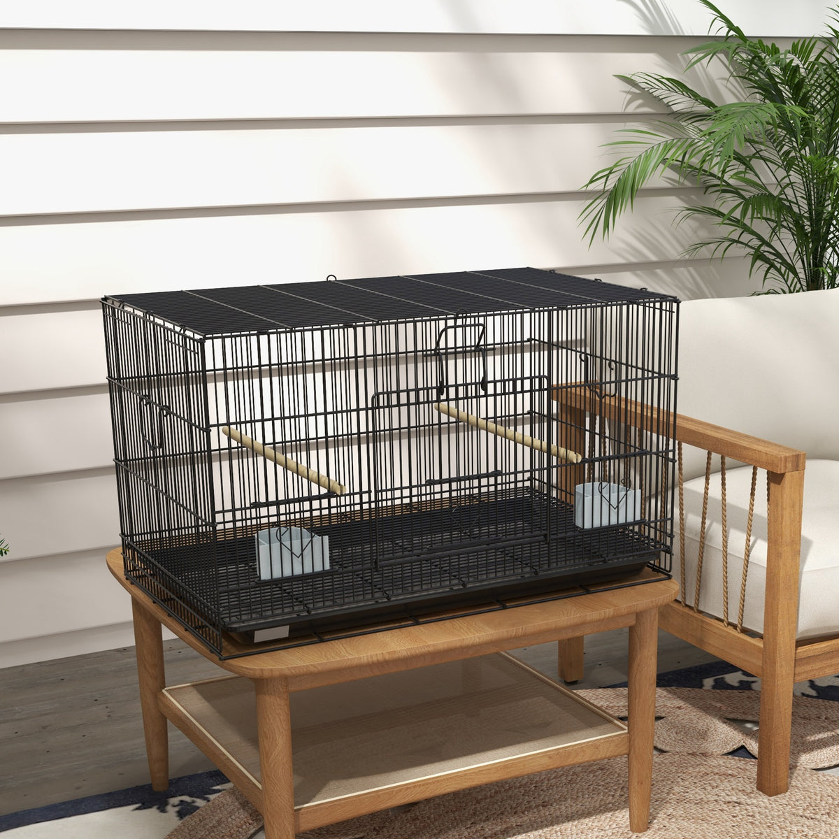 Jaula Para Pájaros Con Bandeja Extraíblpawhut Acero 77x46x45 Cm Negro_4