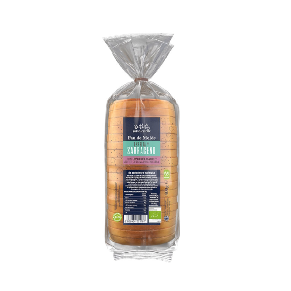 Pan de molde de Espelta y Trigo Sarraceno Sottolestelle 400g