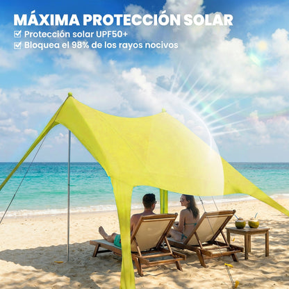 Toldo De Playa Outsunny Aluminio, Poliéster Verde 208x200x200 Cm_3
