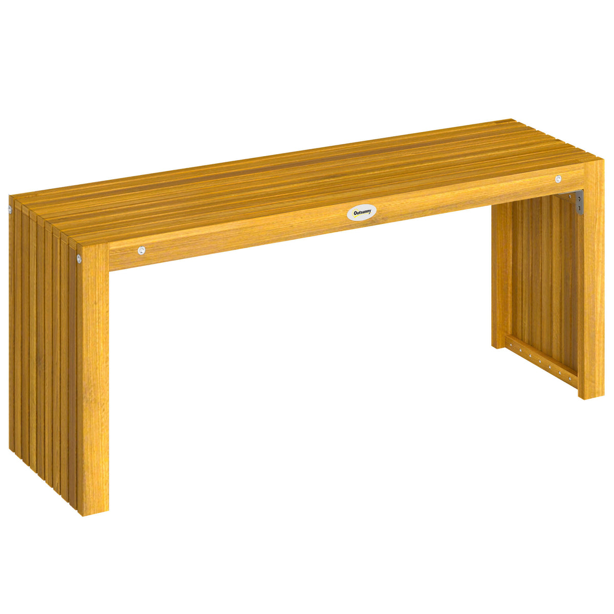 Banco De Jardín Outsunny Madera De Acacia Madera Natural 110x30x45 Cm_0
