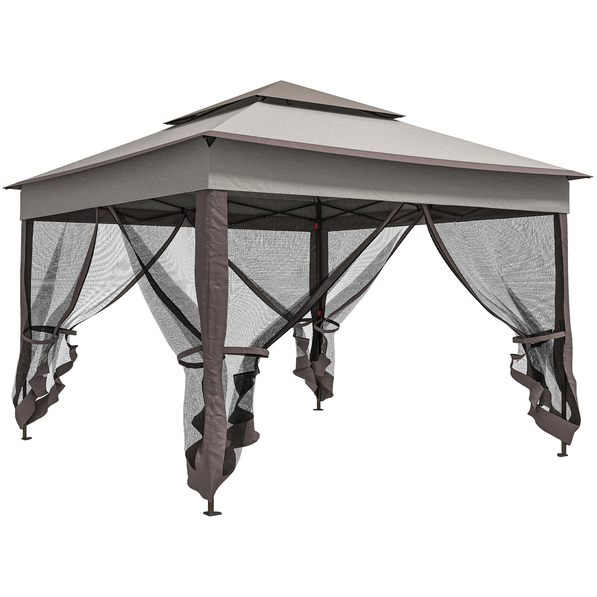 Carpa Plegable Outsunny Metal, Poliéster Gris 325x325x270 Cm_0