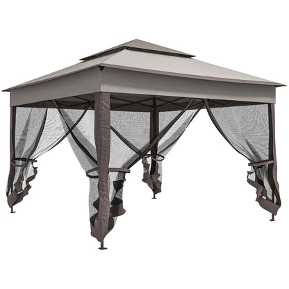 Carpa Plegable Outsunny Metal, Poliéster Gris 325x325x270 Cm_0