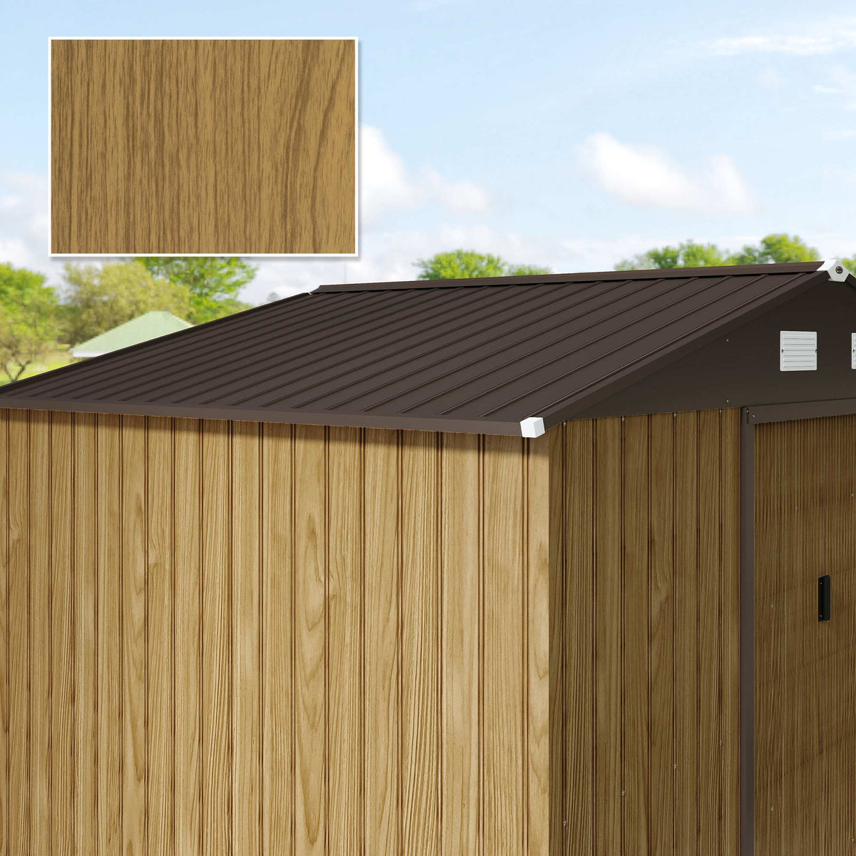 Caseta De Jardín Outsunny Acero Galvanizado Marrón 277x195x192 Cm_4