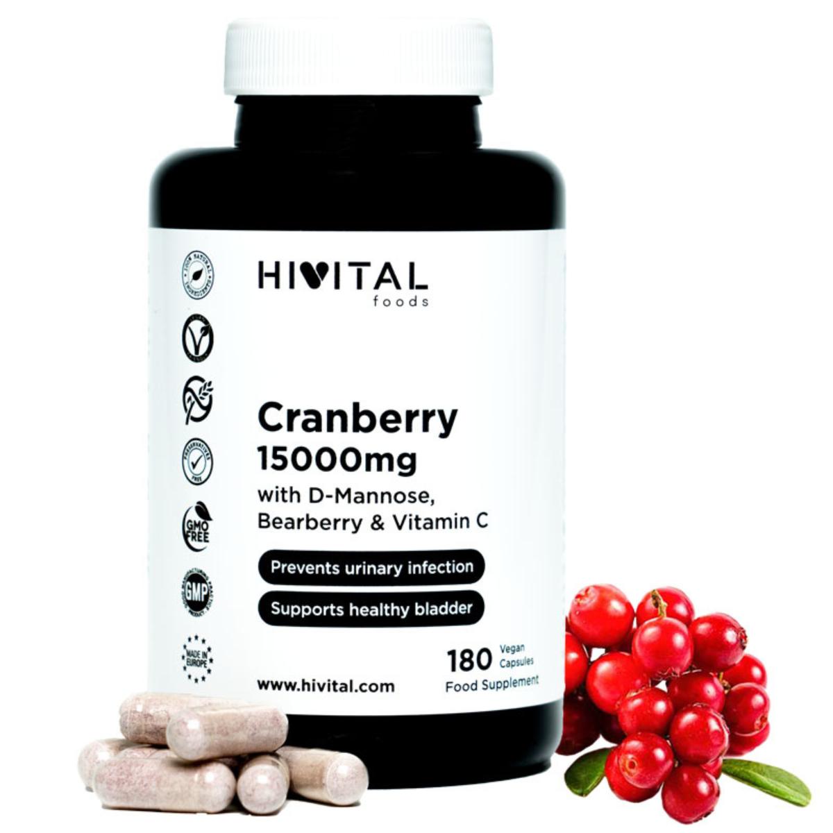 Arándano rojo americano 15000 mg 180 cápsulas veganas Hivital