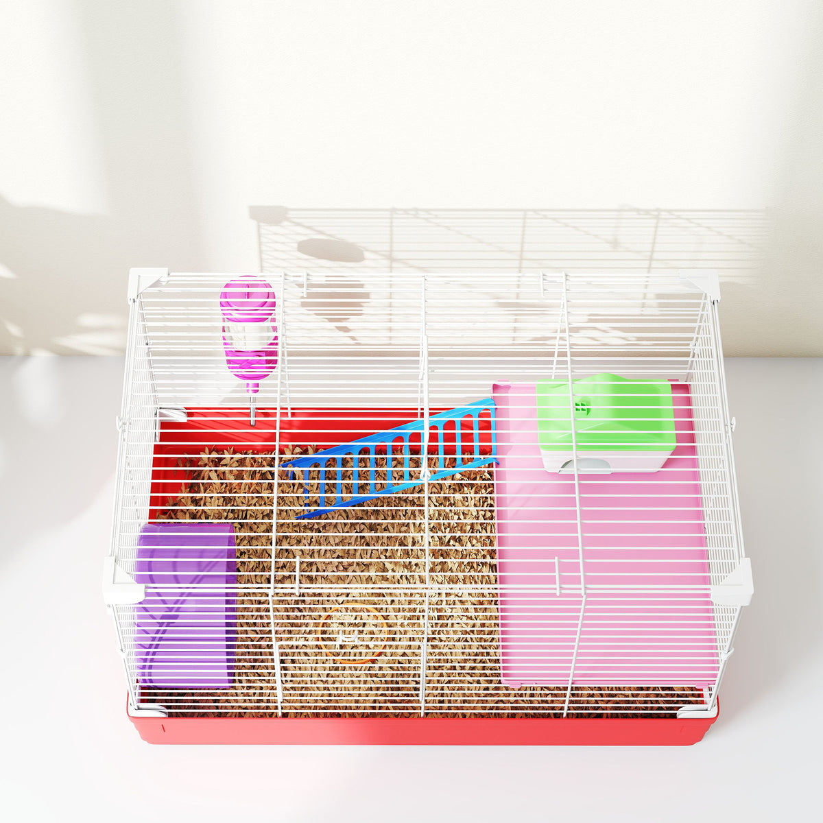 Jaula Para Hámster Con 1 Piso Comedero Pawhut 47x30x27 Cm Blanco_3
