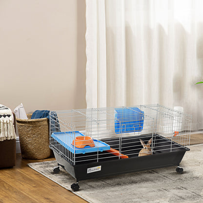 Jaula Para Roedores Pequeños Con Ruedas Pawhut 89x44x43 Cm Negro_1