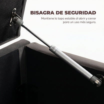 Banco De Almacenaje Homcom Terciopelo Gris 137x41x42 Cm_5
