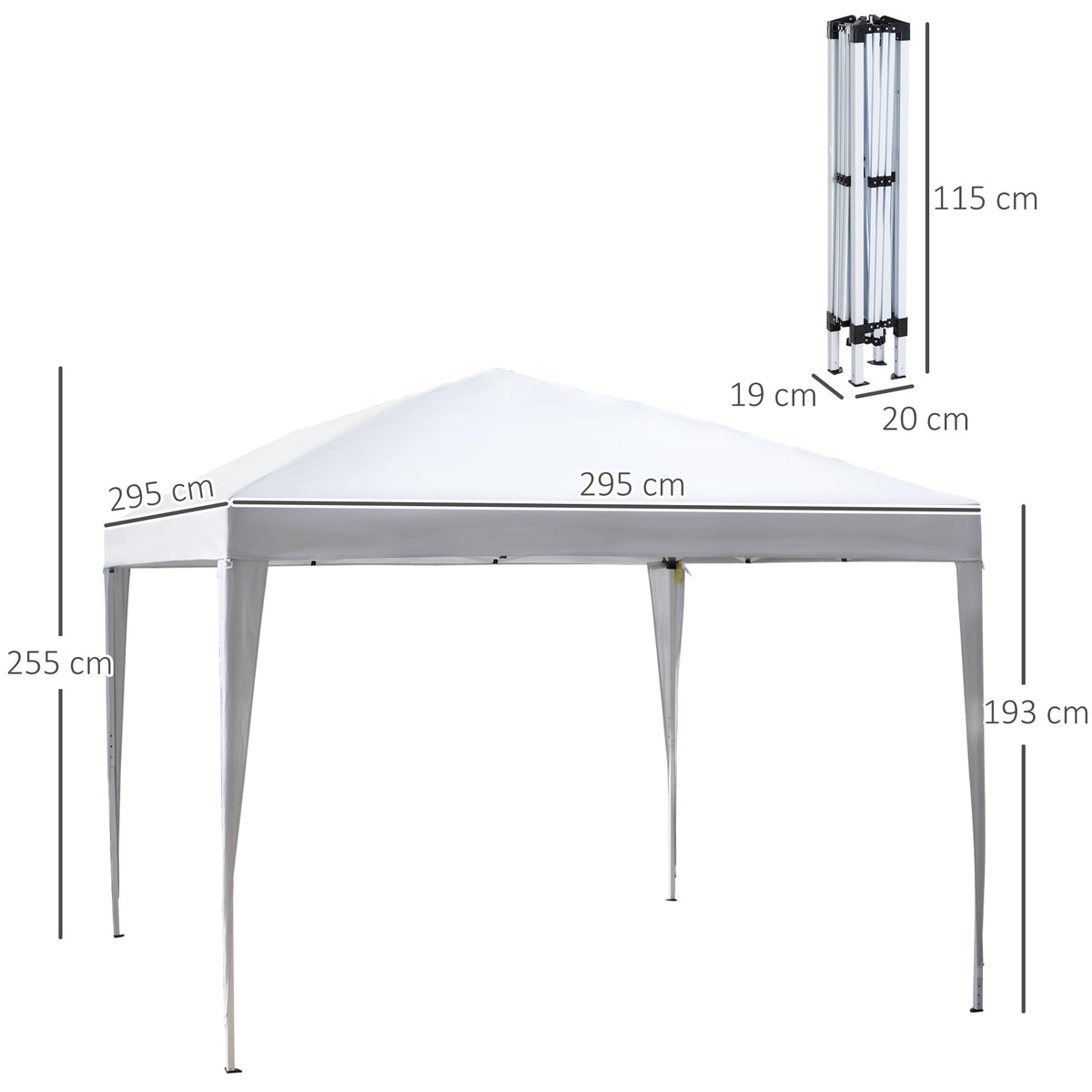 Carpa Plegable Outsunny Acero, Tela Oxford Blanco 295x295x255 Cm_2