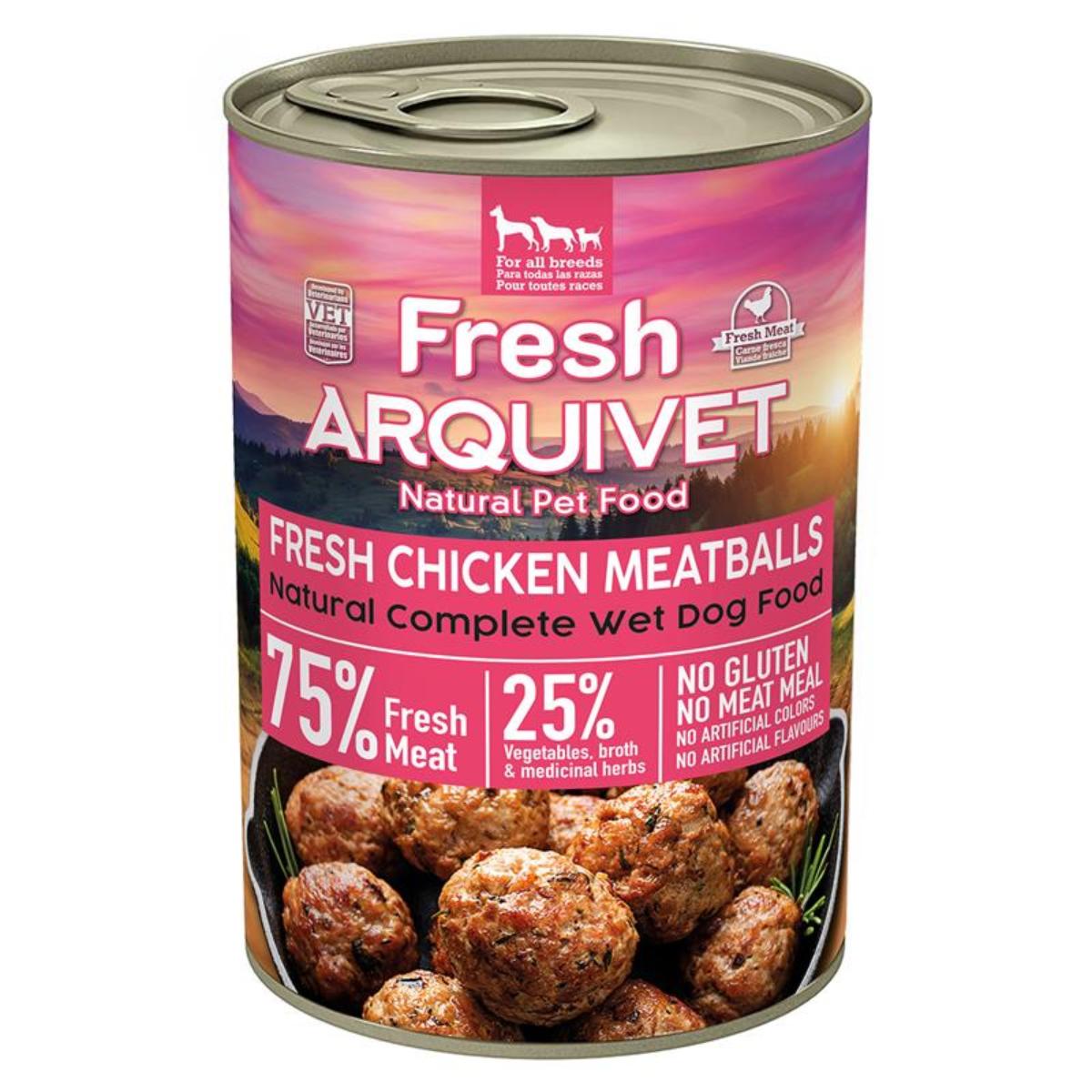 Fresh Chicken Meatballs Arquivet 400 g Comida húmeda para perro con pollo, zanahoria y guisantes