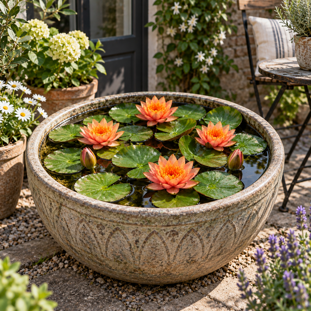 Nenúfar Enano Naranja - Nymphaea - 1x Nenúfar Multiflor Con Cesta_3