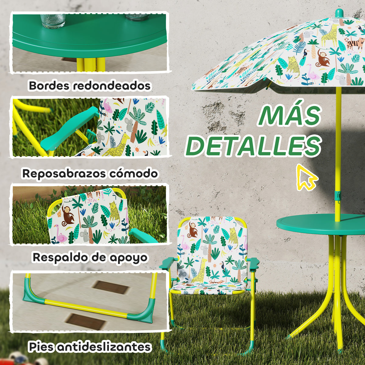 Conjunto Infantil Jardín Aiyaplay Acero, Plástico Verde 49.5x49.5x50 Cm_5