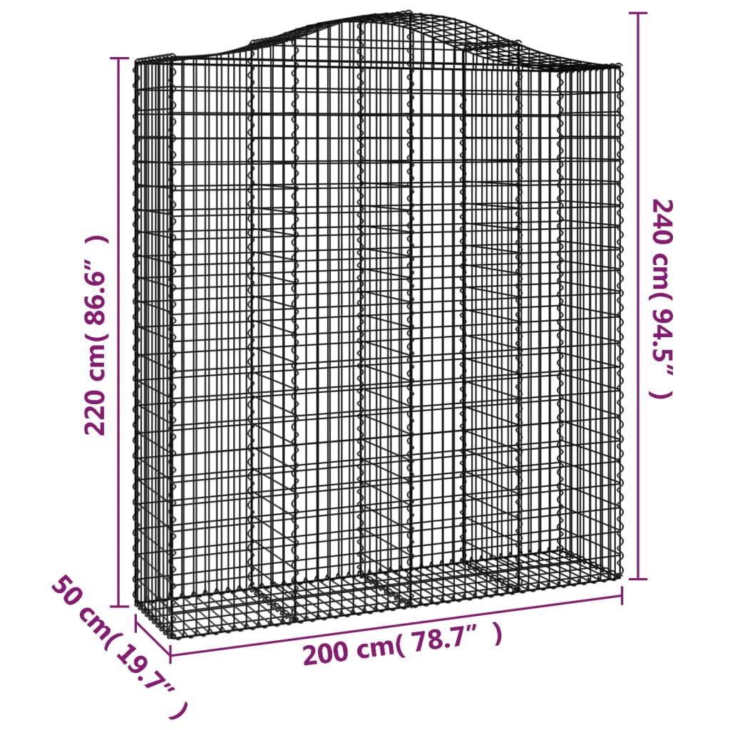 Cestas De Gaviones 6 Uds Forma De Arco Hierro 200x50x220/240 Cm_5