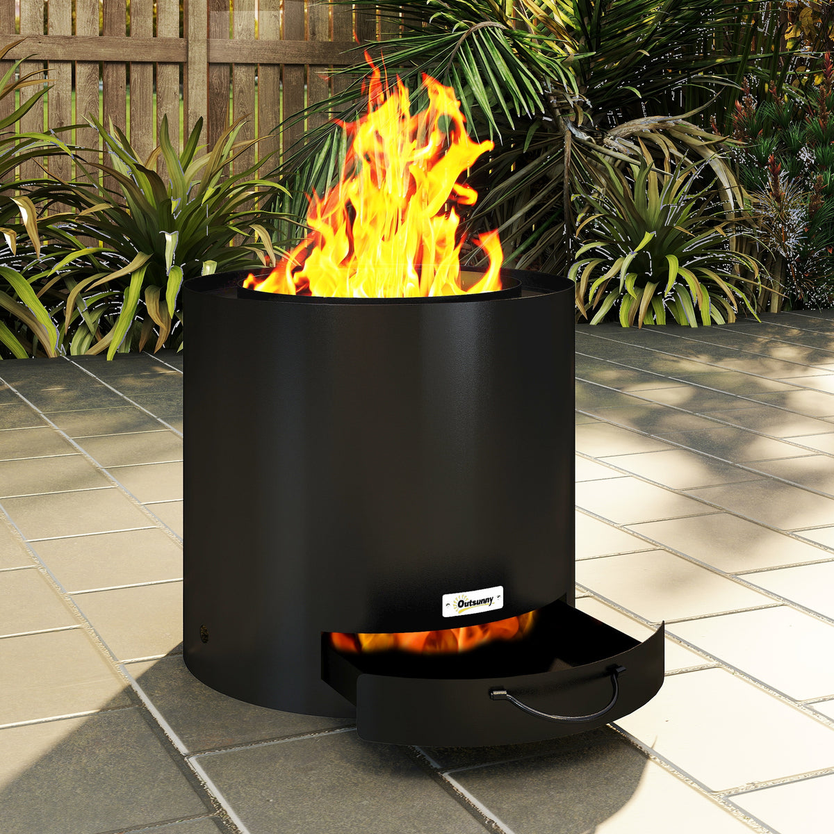 Brasero Exterior Outsunny Acero Negro 45x45x42 Cm_4