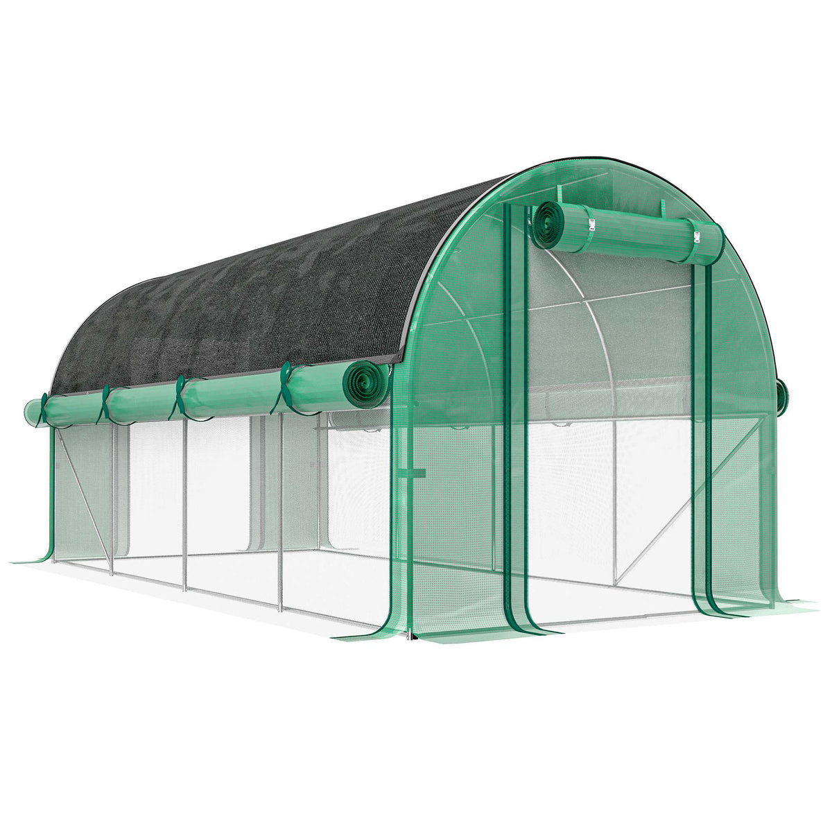 Invernadero De Túnel Outsunny Pe, Acero Galvanizado Verde 447x200x198 Cm_0