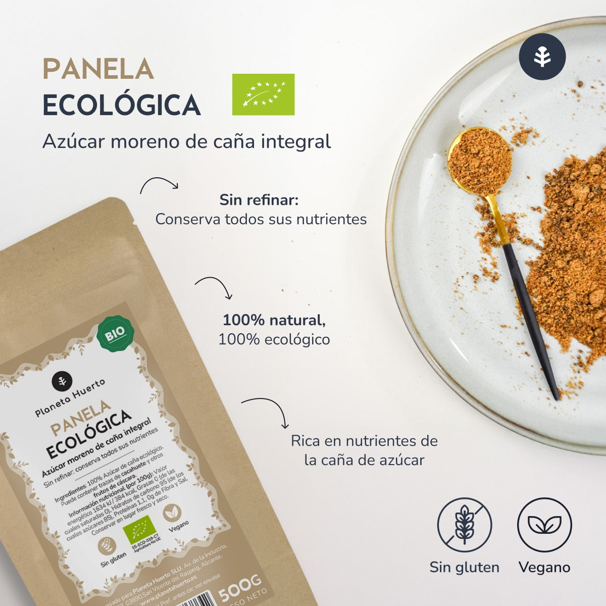Pack 2x Azúcar Panela ECO Planeta Huerto 1kg