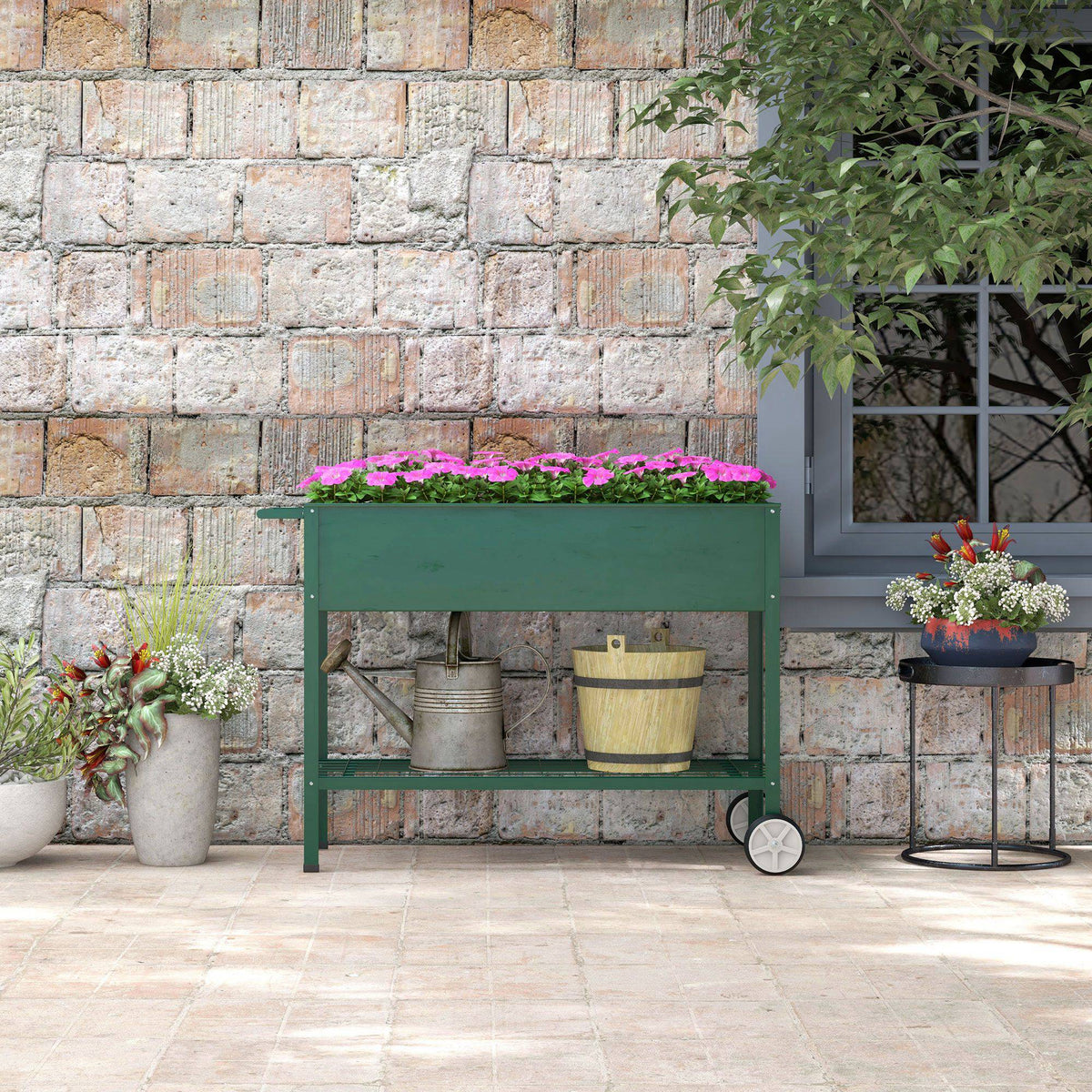 Mesa De Cultivo Outsunny Metal Verde 109x44x80 Cm_3
