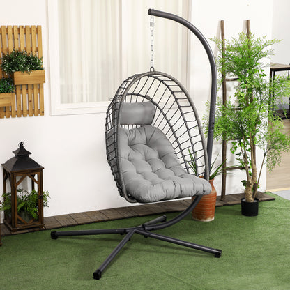 Silla Colgante Outsunny Acero, Pe Gris Oscuro 100x131x194 Cm_1