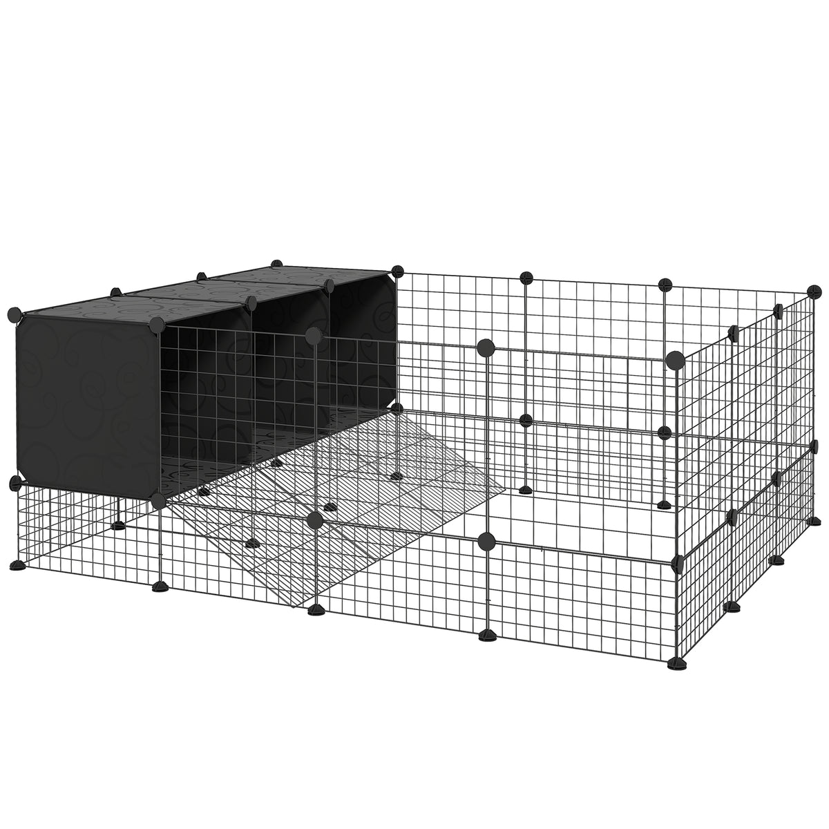 Valla Para Mascotas Pawhut Acero, Pp Negro 140x105x52 Cm_0