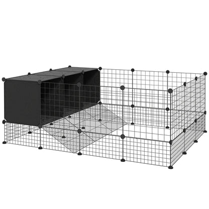 Valla Para Mascotas Pawhut Acero, Pp Negro 140x105x52 Cm_0