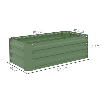 Jardineras Exterior Grandes Outsunny Acero Galvanizado Verde 100x50x30 Cm_2