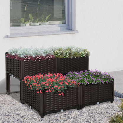 Jardineras De Exterior Outsunny Pp Marrón 40x40x44 Cm_1