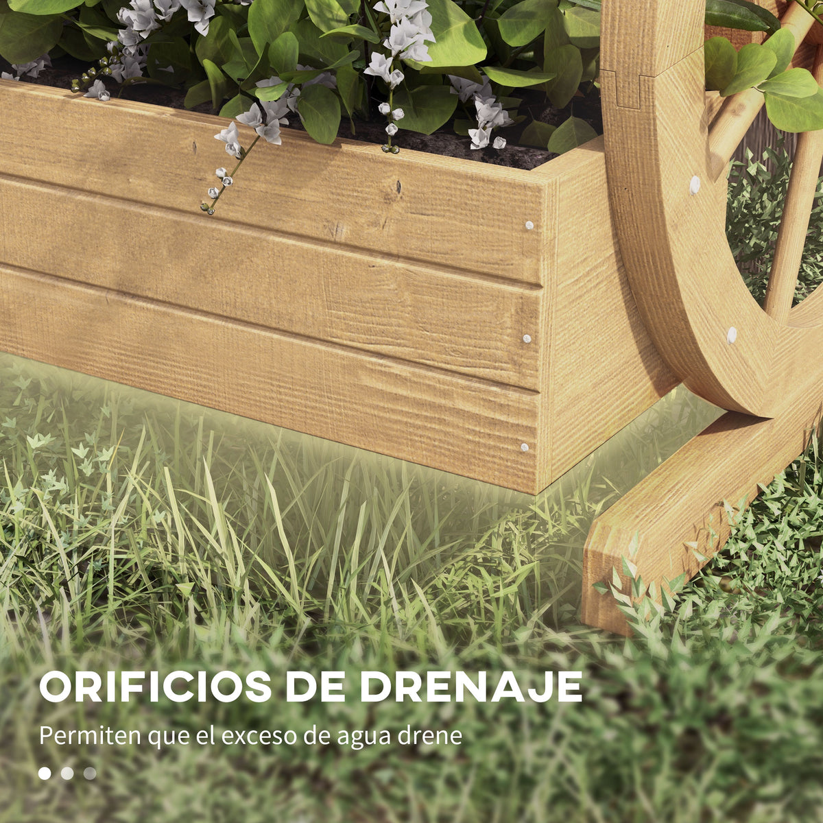 Jardinera Outsunny Madera De Abeto Madera Natural 61x62x57 Cm_5