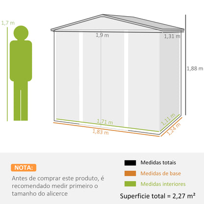 Cobertizo De Jardín Outsunny Acero Galvanizado Roble 190x131x188 Cm_2