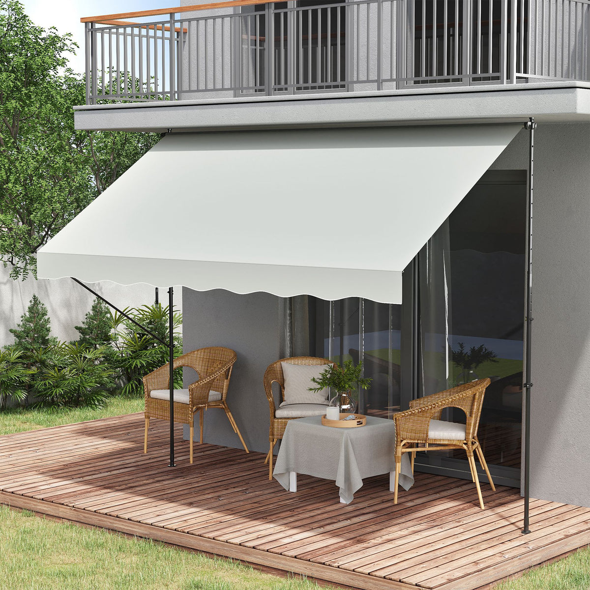 Toldo Manual Retráctil Con Manivela Outsunny 300x170x290 Cm Crema_1