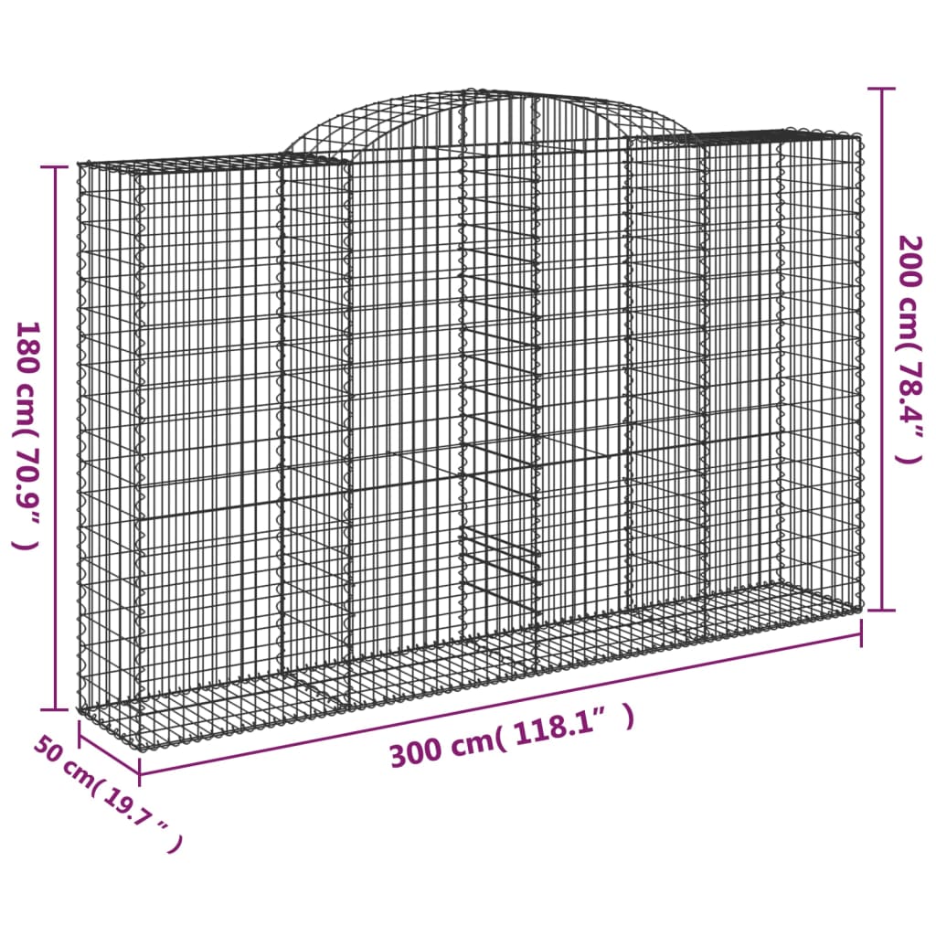 Cestas De Gaviones 2 Uds Forma De Arco Hierro 300x50x180/200 Cm_5